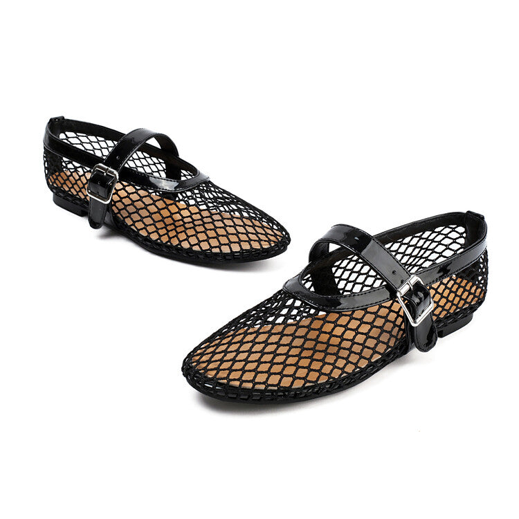 Women's Transparent Mesh Flat Mary Jane Shoes