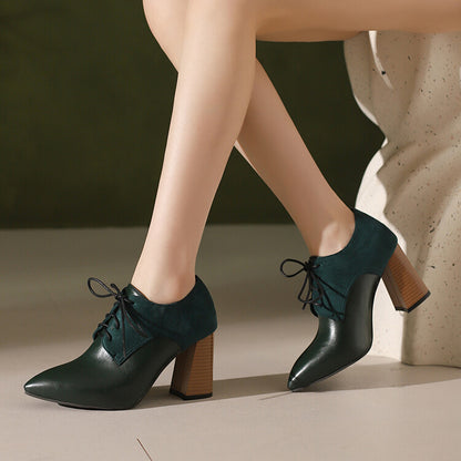 Women's Pointed Toe Block Heel Oxford Shoes