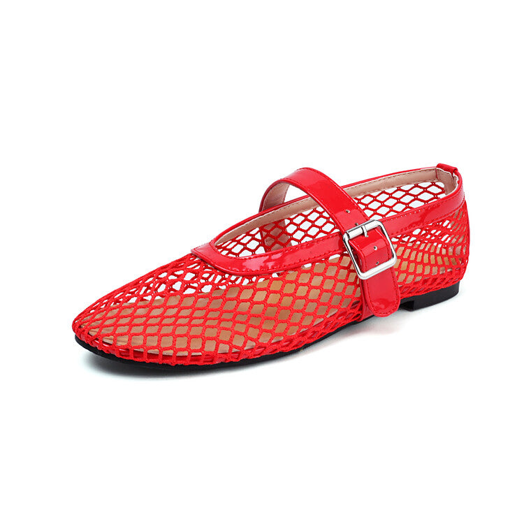 Women's Transparent Mesh Flat Mary Jane Shoes