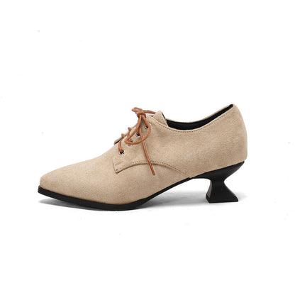 Women's Pointed Toe Hoof Heel Oxford Shoes