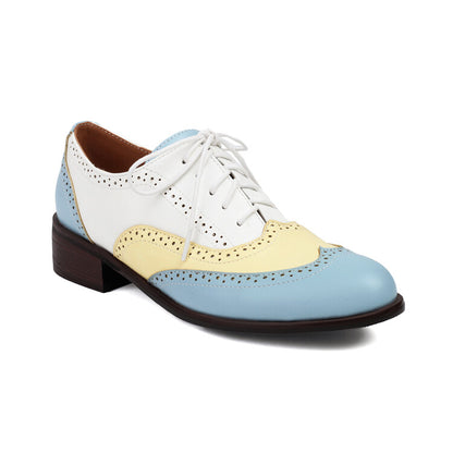 Women's Brogue Low Heel Lace Up Oxford Shoes