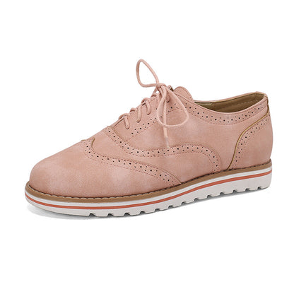 Women's Lace-Up Round Toe Flat Oxfords Brogues Shoes