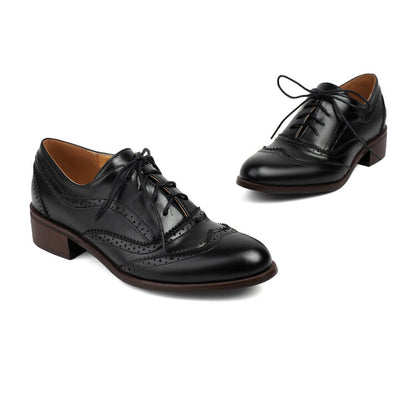 Women's Lace Up Brogues Low Heel Oxford Shoes