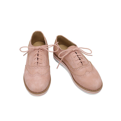 Women's Lace-Up Round Toe Flat Oxfords Brogues Shoes