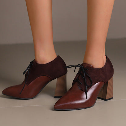 Women's Pointed Toe Block Heel Oxford Shoes