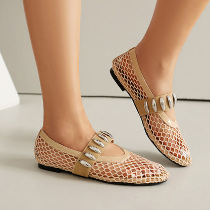 Women's Mesh Mary Jane Flat Shoes