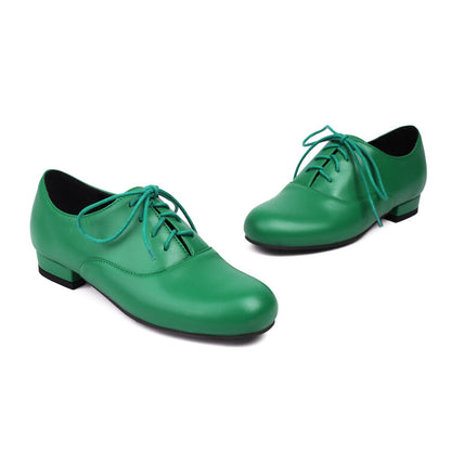 Women's Lace-Up Square Toe Low Heel Oxfords Shoes