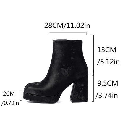 Women's Square Heel Platform Short Boots