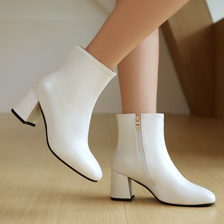 Women's Square Toe Block Heel Ankle Boots