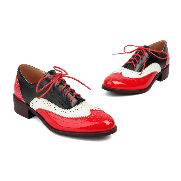 Women's Brogue Low Heel Oxford Shoes