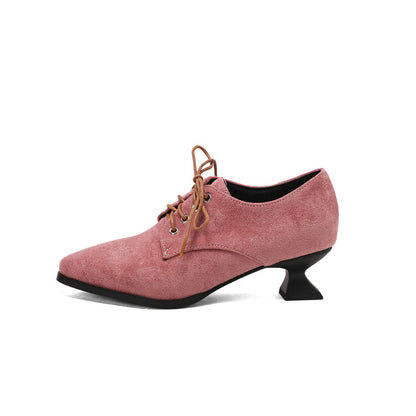 Women's Pointed Toe Hoof Heel Oxford Shoes