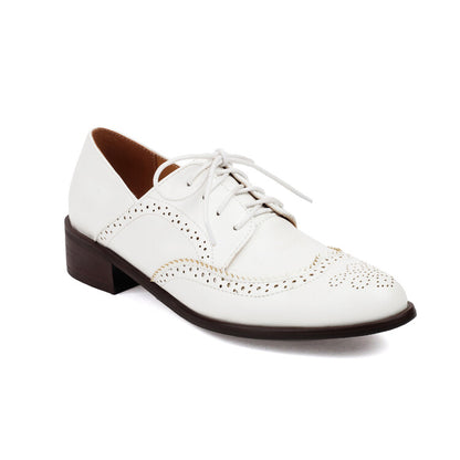 Women's Tie Brogue Low Heel Derby Shoes