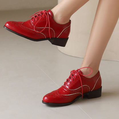 Women's Square Toe Mixcolor Square Heel Brogues Oxfords Shoes