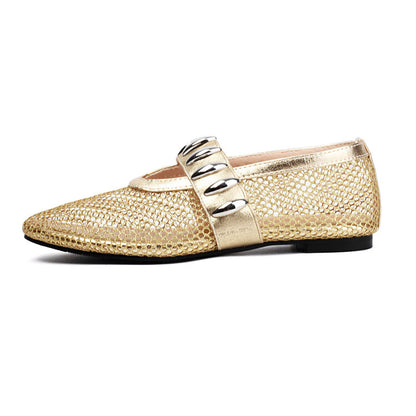 Women's Mesh Mary Jane Flat Shoes