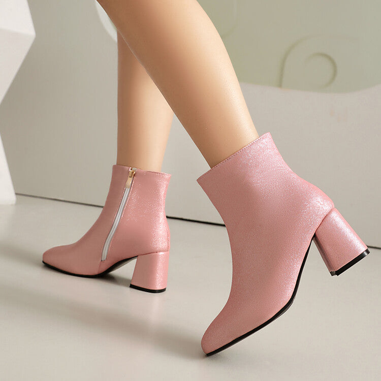 Women's Square Toe Block Heel Ankle Boots