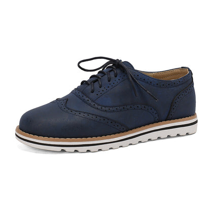 Women's Lace-Up Round Toe Flat Oxfords Brogues Shoes