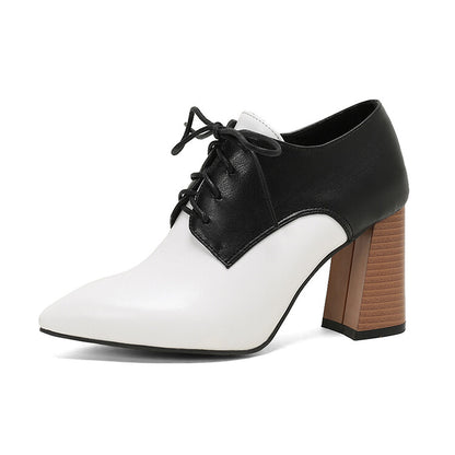 Women's Pointed Toe Block Heel Oxford Shoes