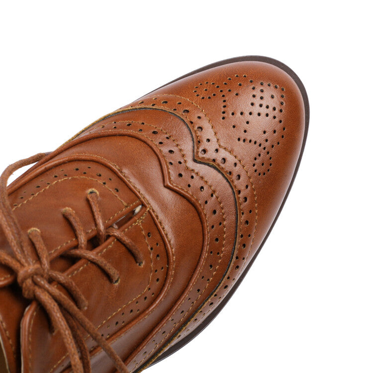 Women's Lace Up Brogue Oxford Shoes