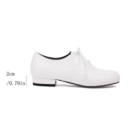 Women's Lace-Up Square Toe Low Heel Oxfords Shoes