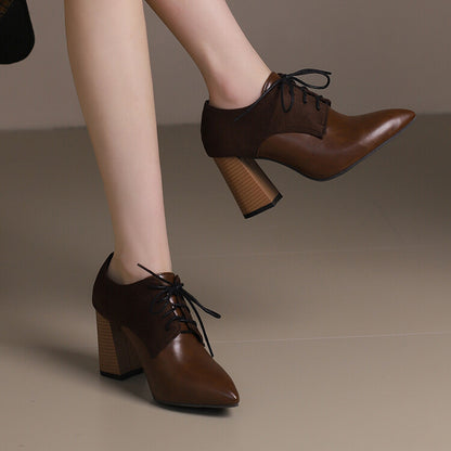 Women's Pointed Toe Block Heel Oxford Shoes