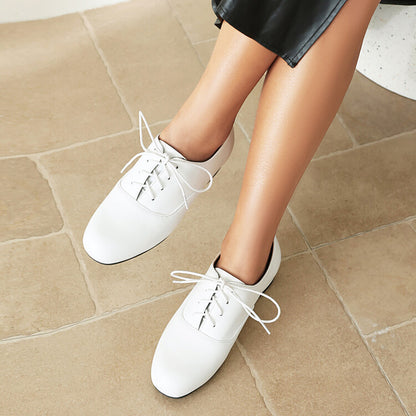 Women's Lace-Up Square Toe Low Heel Oxfords Shoes