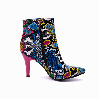 Women's Snake Pattern Spike Heel Ankle Boots