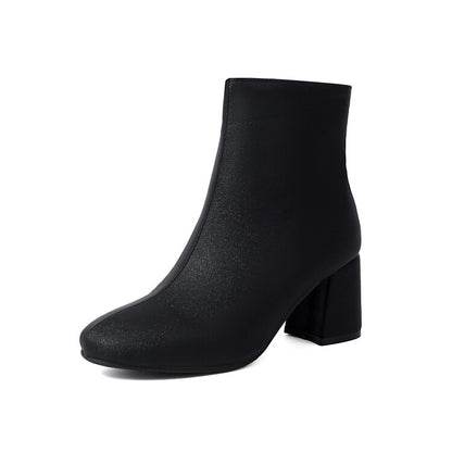 Women's Square Toe Block Heel Ankle Boots