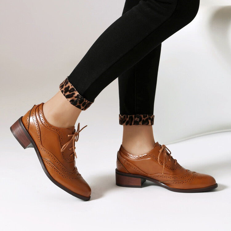 Women's Lace Up Brogue Oxford Shoes