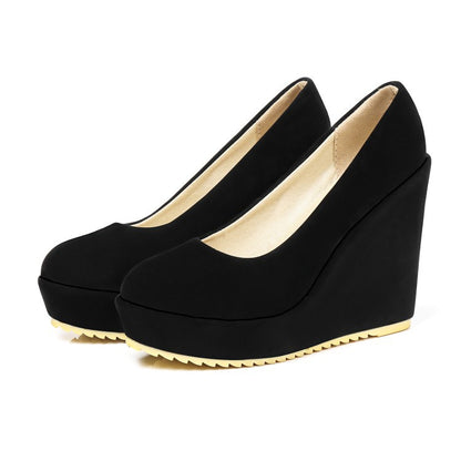 Ladies Suede Platform Wedges Heels Pumps