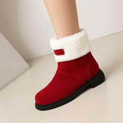 Women's Patchwork Round Toe Flat Platform Boots