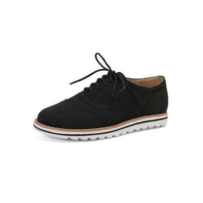 Women's Lace-Up Round Toe Flat Oxfords Brogues Shoes