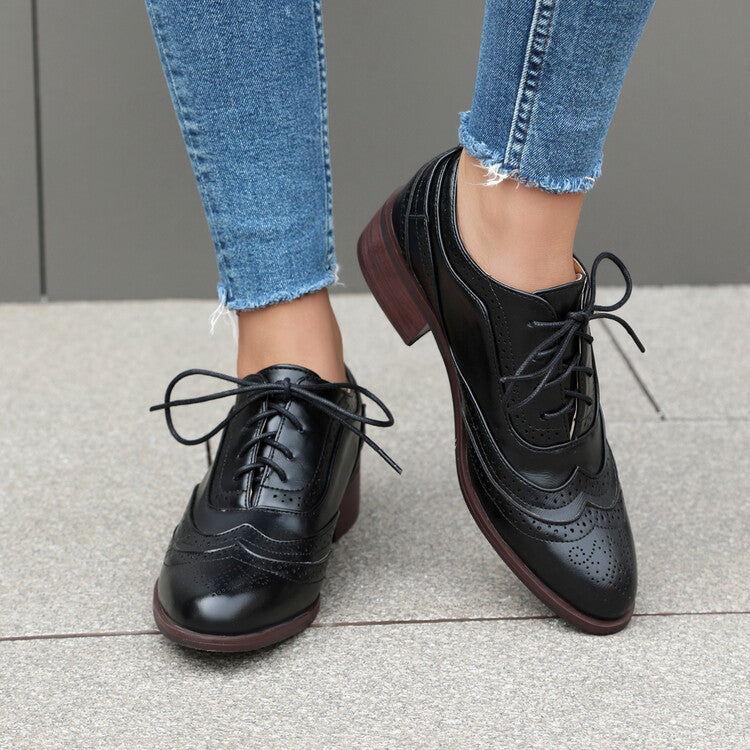 Women's Lace Up Brogue Oxford Shoes