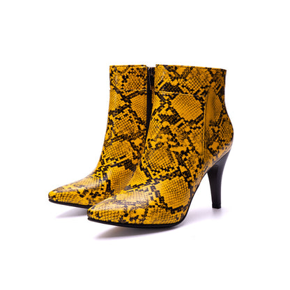 Women's Snake Pattern Spike Heel Ankle Boots