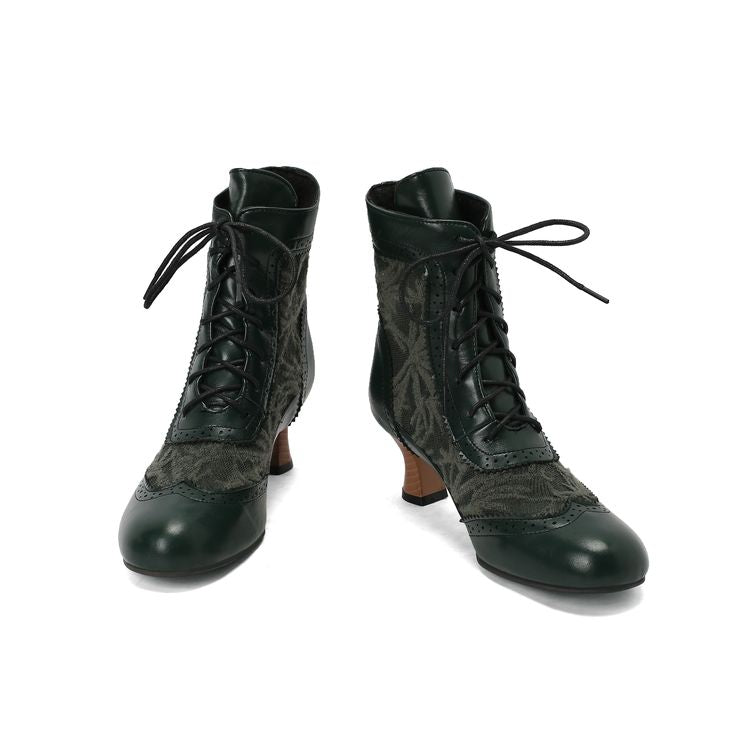 Women's Lace Up High Heel Ankle Boots