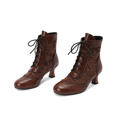 Women's Lace Up High Heel Ankle Boots