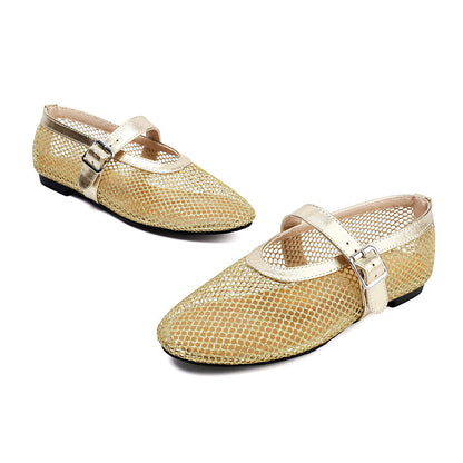 Women's Transparent Mesh Flat Mary Jane Shoes