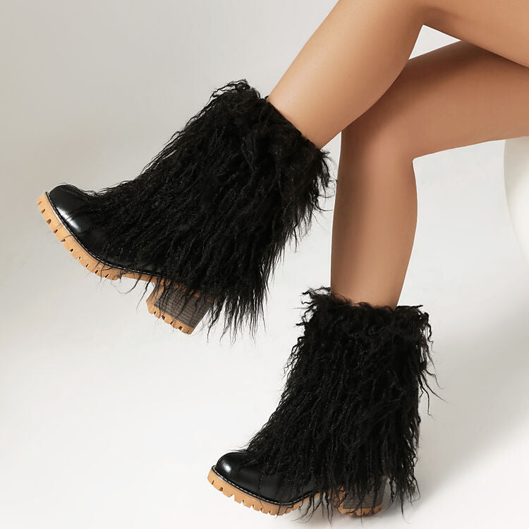 Women's Tassel Round Toe Platform Short Boots