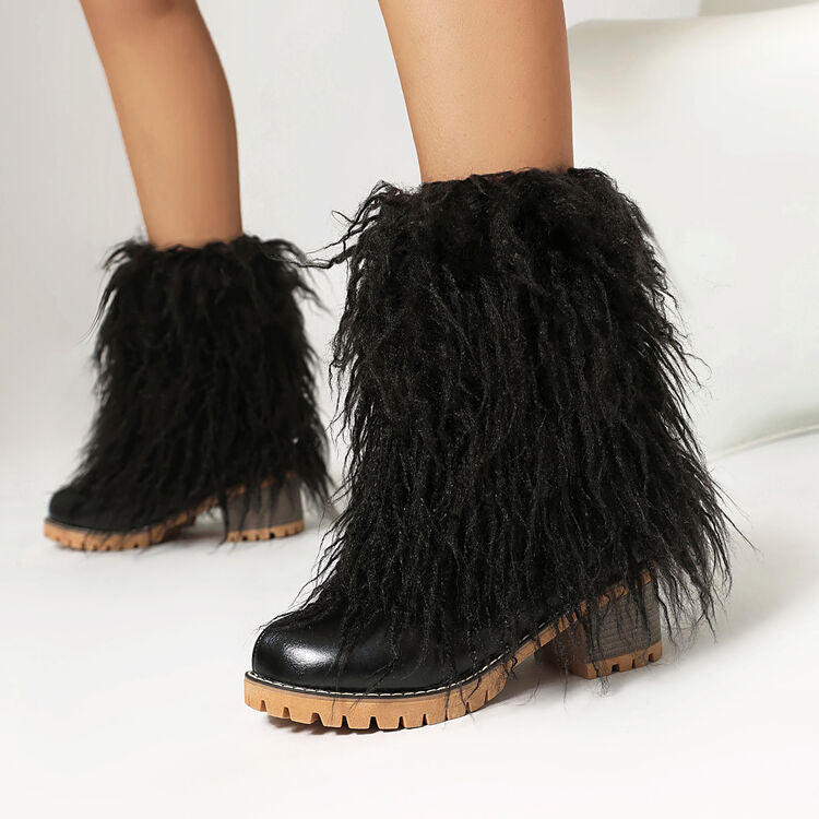 Women's Tassel Round Toe Platform Short Boots