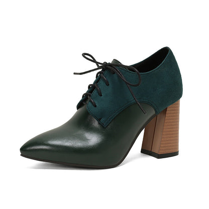 Women's Pointed Toe Block Heel Oxford Shoes