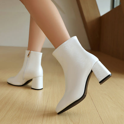 Women's Square Toe Block Heel Ankle Boots