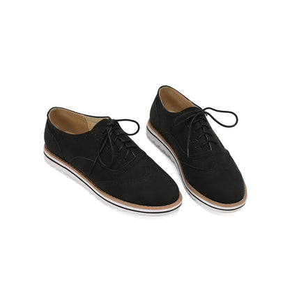 Women's Lace-Up Round Toe Flat Oxfords Brogues Shoes