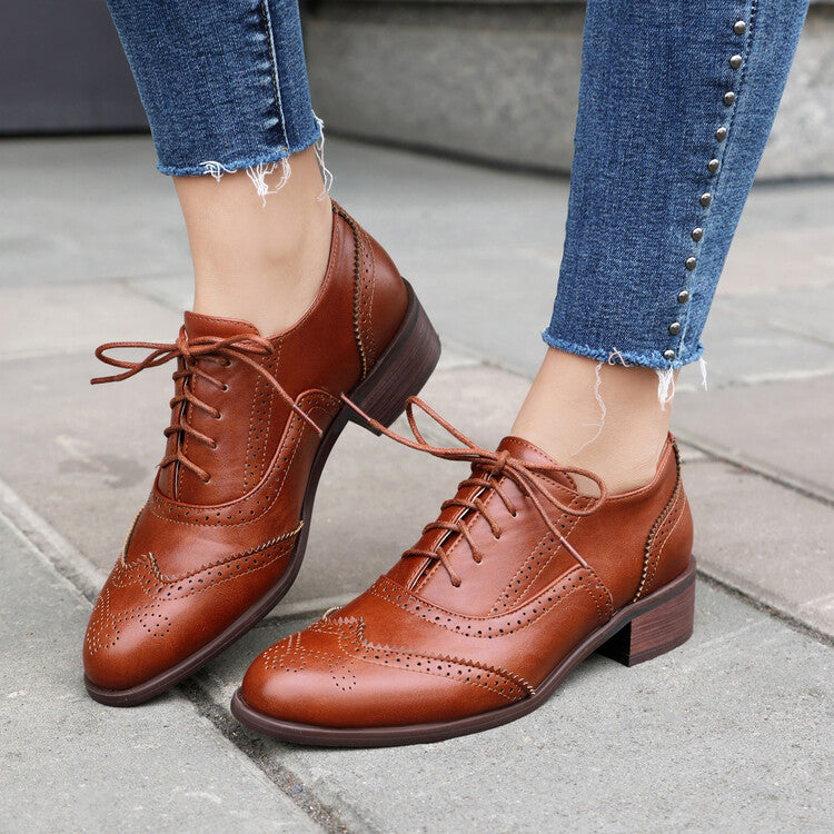 Women's Oxfords Brogue Low Heel Shoes