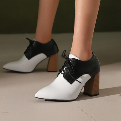 Women's Pointed Toe Block Heel Oxford Shoes