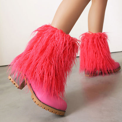 Women's Tassel Round Toe Platform Short Boots