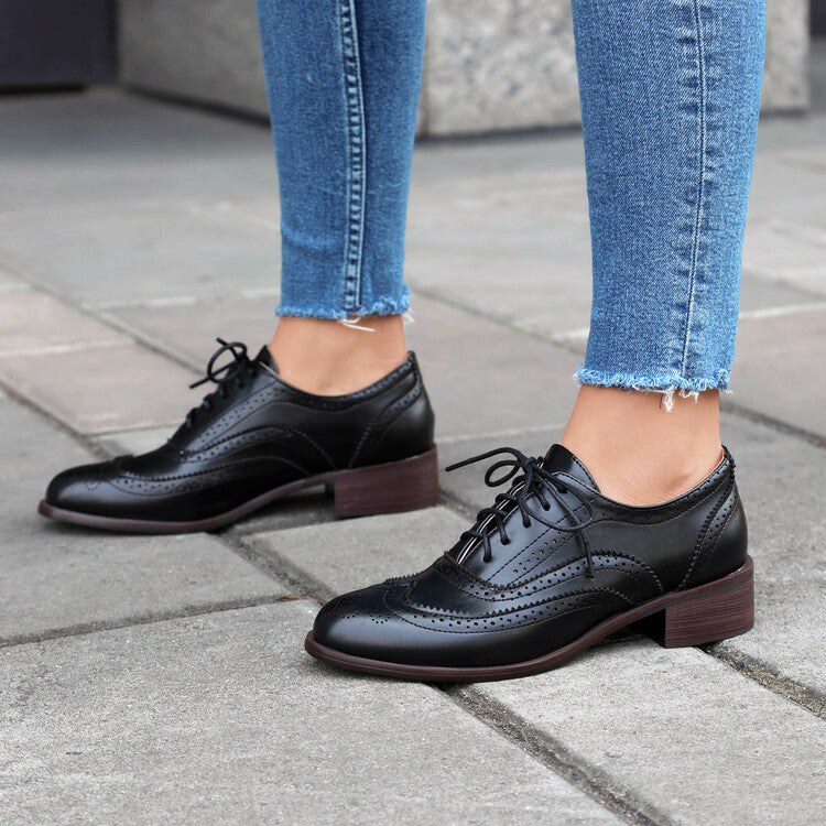 Women's Brogue Low Heel Oxford Shoes