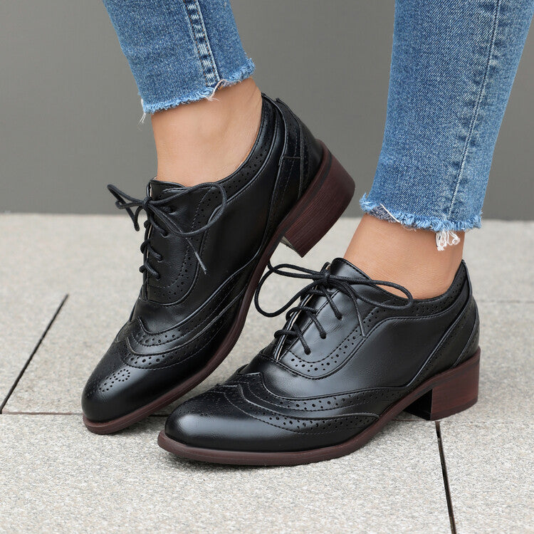 Women's Lace Up Brogue Oxford Shoes