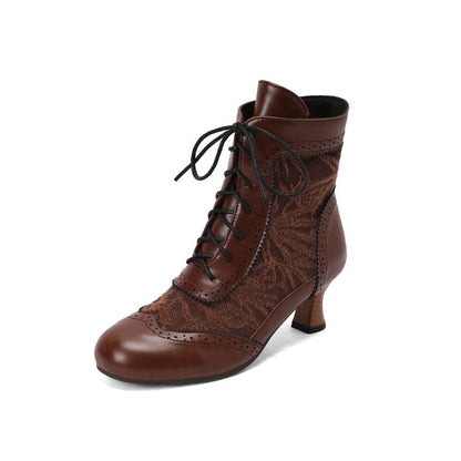 Women's Lace Up High Heel Ankle Boots