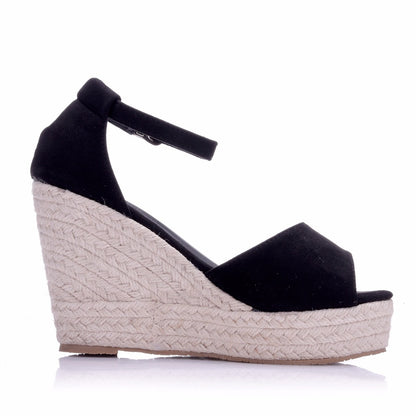 Women Embroidery Flora Peep Toe Woven Wedge Heel Platform Sandals