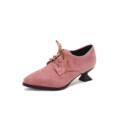 Women's Pointed Toe Hoof Heel Oxford Shoes