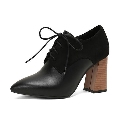 Women's Pointed Toe Block Heel Oxford Shoes